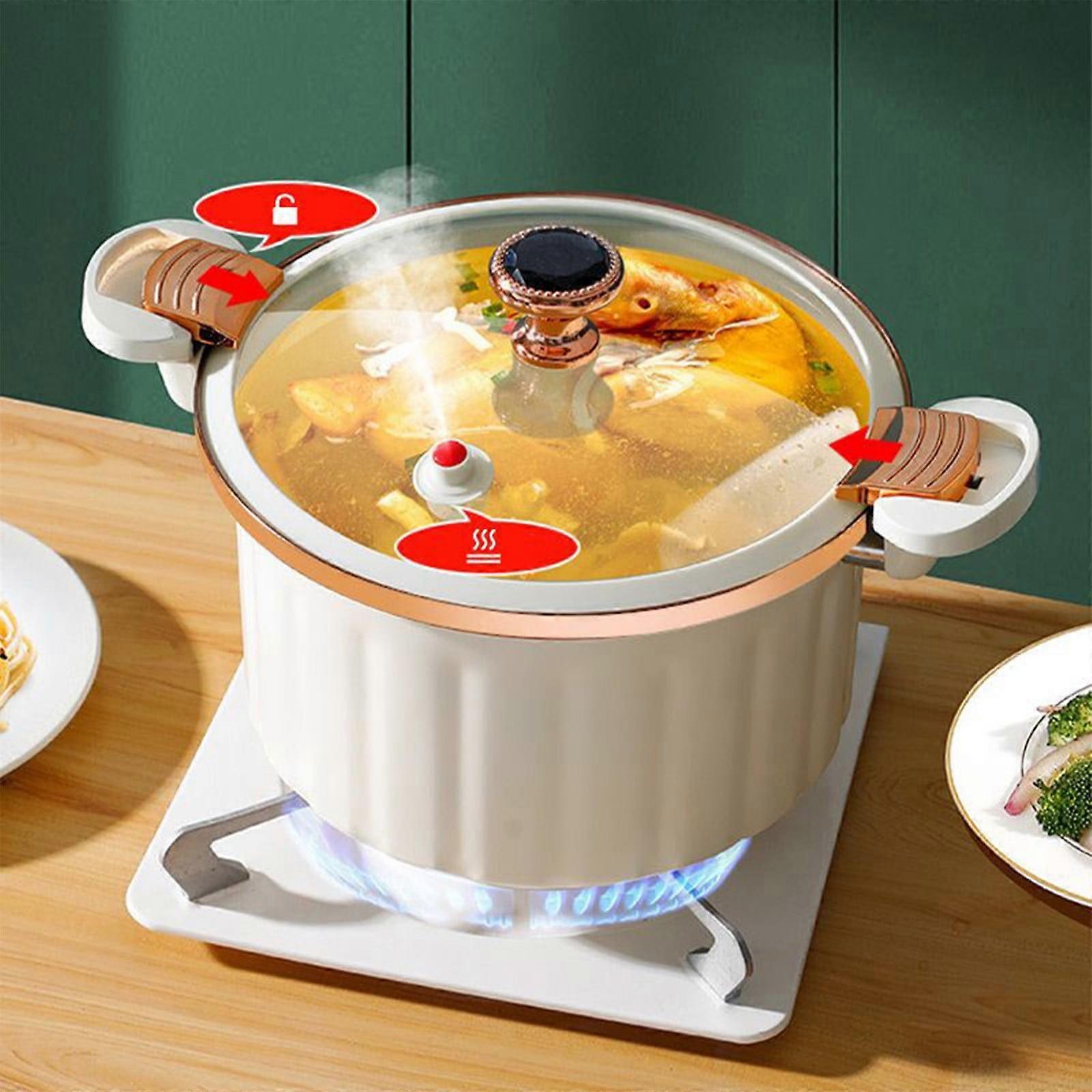Ycolew Pot, Micro Pressure Cooker, Non-stick, Large Capacity, Soup Pot, Induction Compatible, Double Handle, Multi-purpose