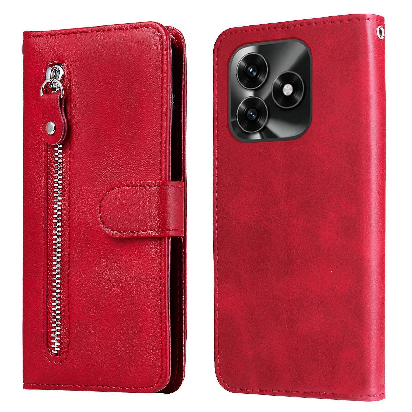 Compatible For Honor X5c Plus PU Leather Cases with Zipper Pocket Wallet Phone Cover Stand