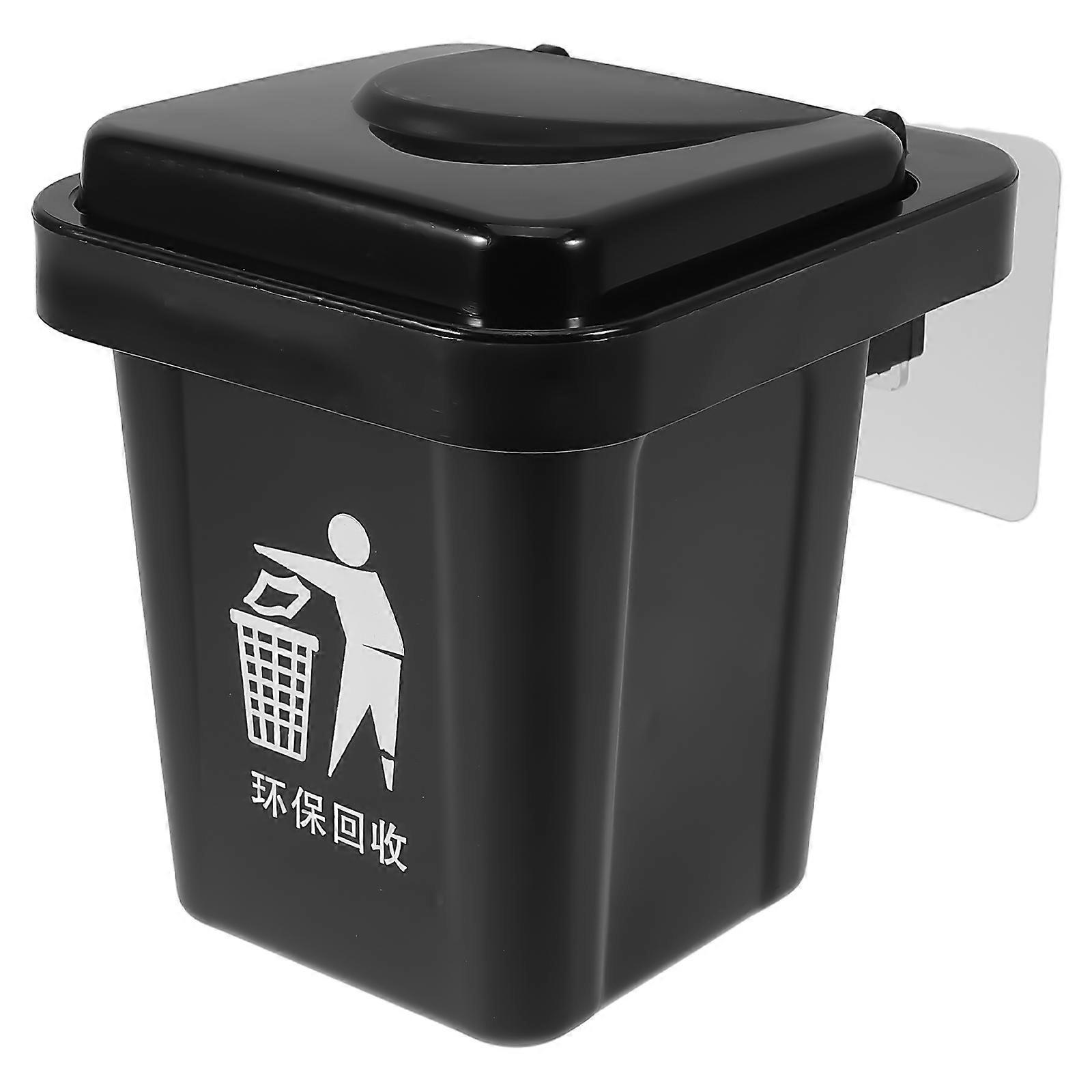 Wall Mounted Small Hanging Trash Can with Lid for Kitchen 3Pcs Set