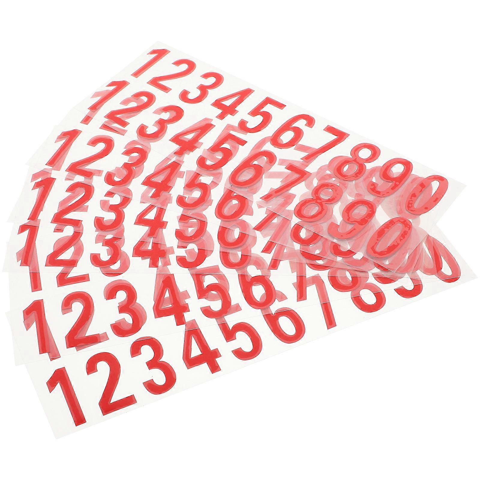 Durable Number Stickers For Homeowners Businesses Mailbox Outdoor Use In Red PVC 6Sheets