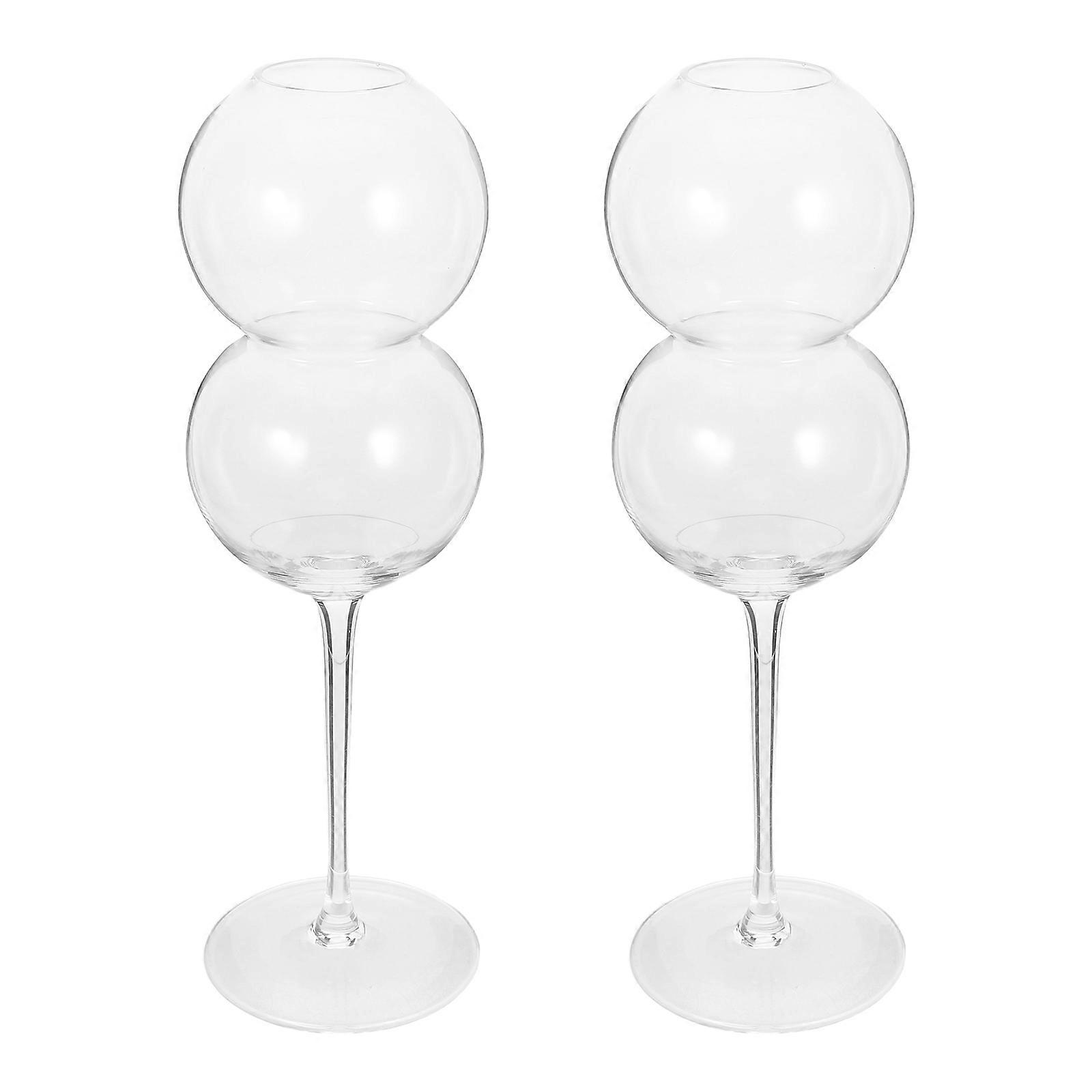 Cocktail Goblets Glass Drinking Cups for Parties Round Mouth Footed Modern Design Holds Wine 2Pcs