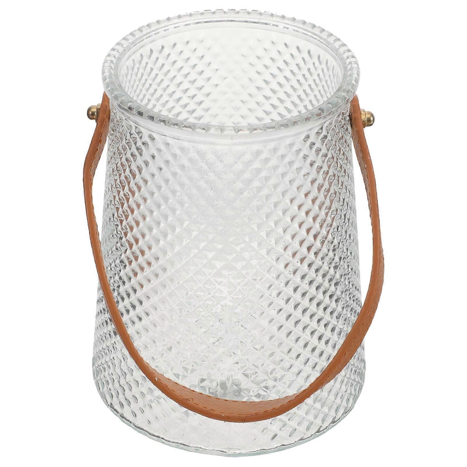 Lot de 2 vases à fleurs en verre transparent avec poignée