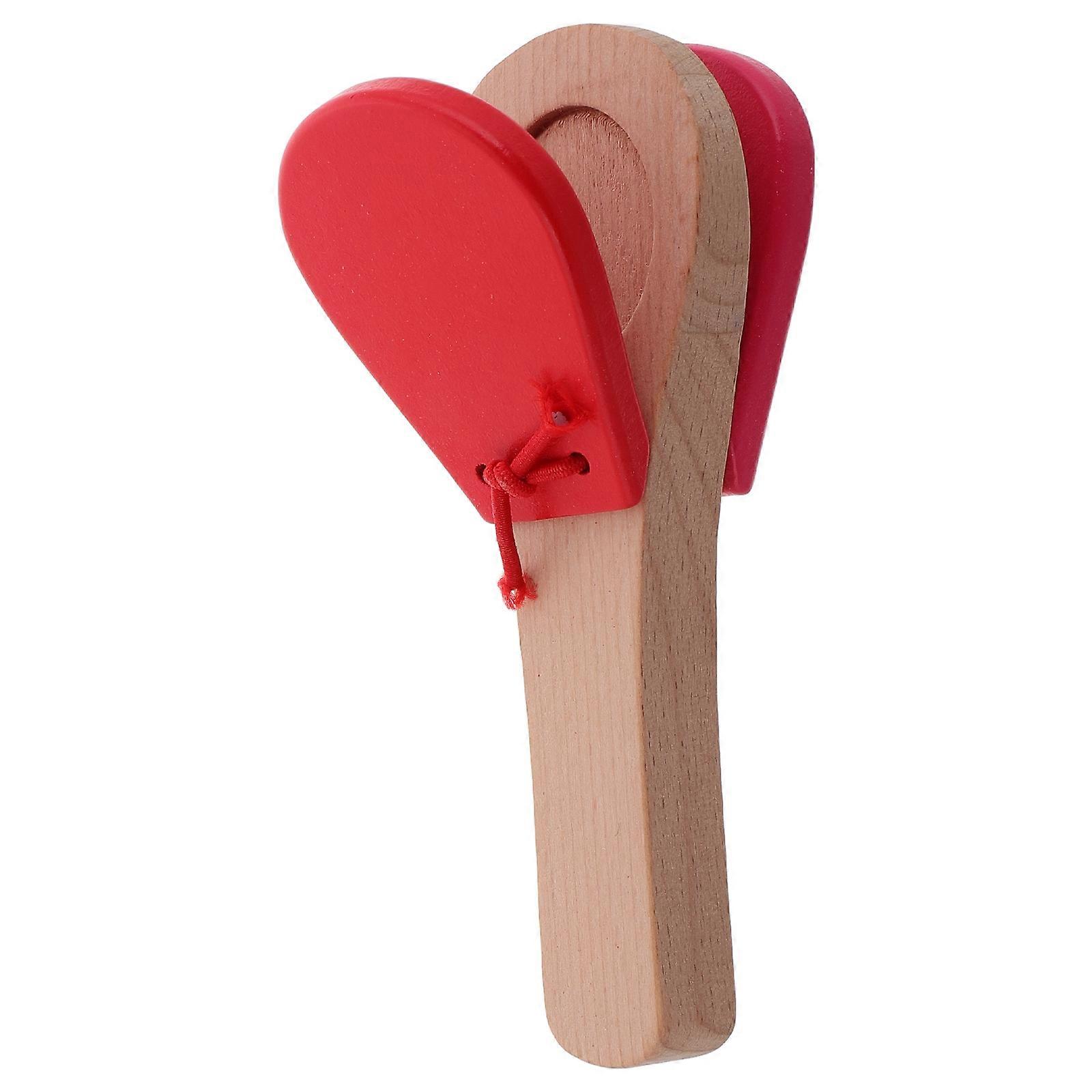 Rhythm Instruments Wooden Castanets with Handle for Toddlers 4Pcs