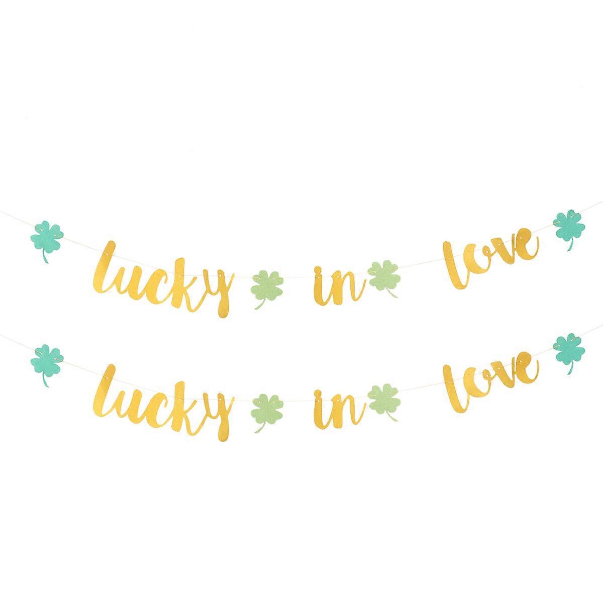 St Patricks Day Bunting Glitter Paper Banner for Decoration 4Sets