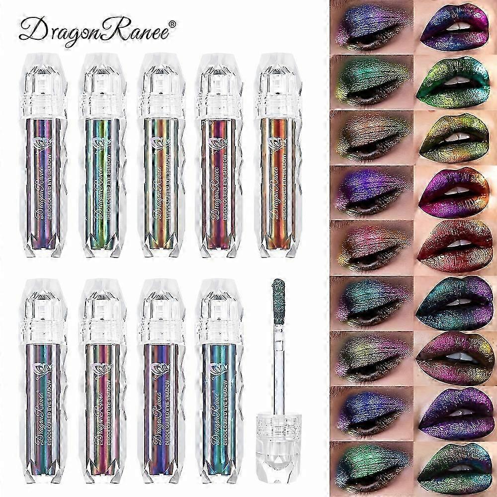 9 Colors Chameleon Eyeshadow Liquid, Chameleon Metallic Lip Gloss, Face And Lips Highlight Brighten, High Shine, Long-Lasting