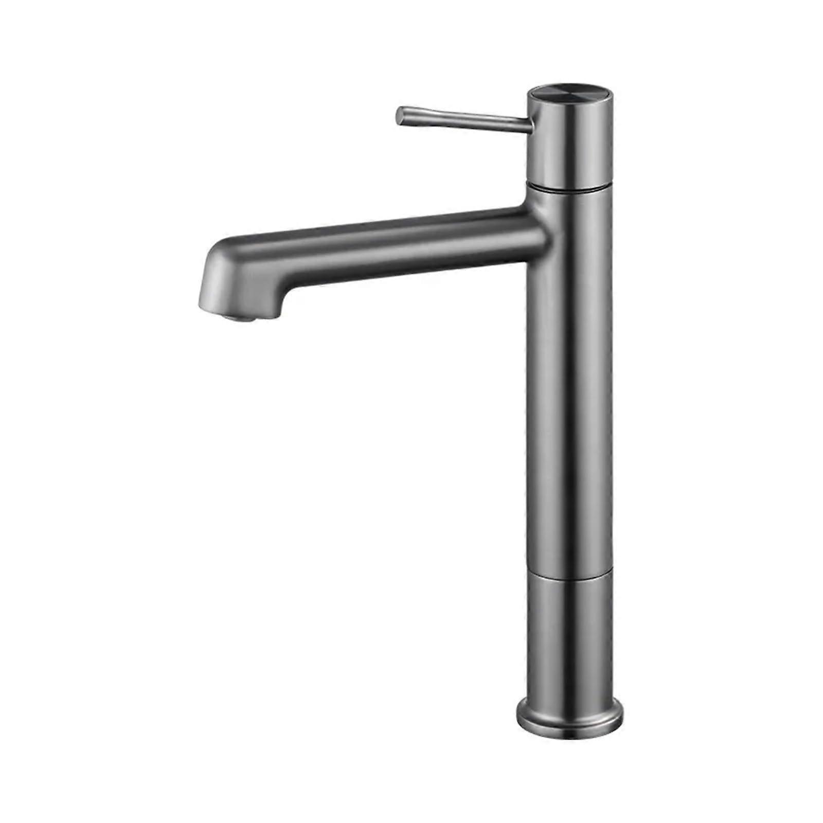 Swivel White Bathroom Faucet, Single Hole, Tall Spout, Hot and Cold Water, Grey Finish