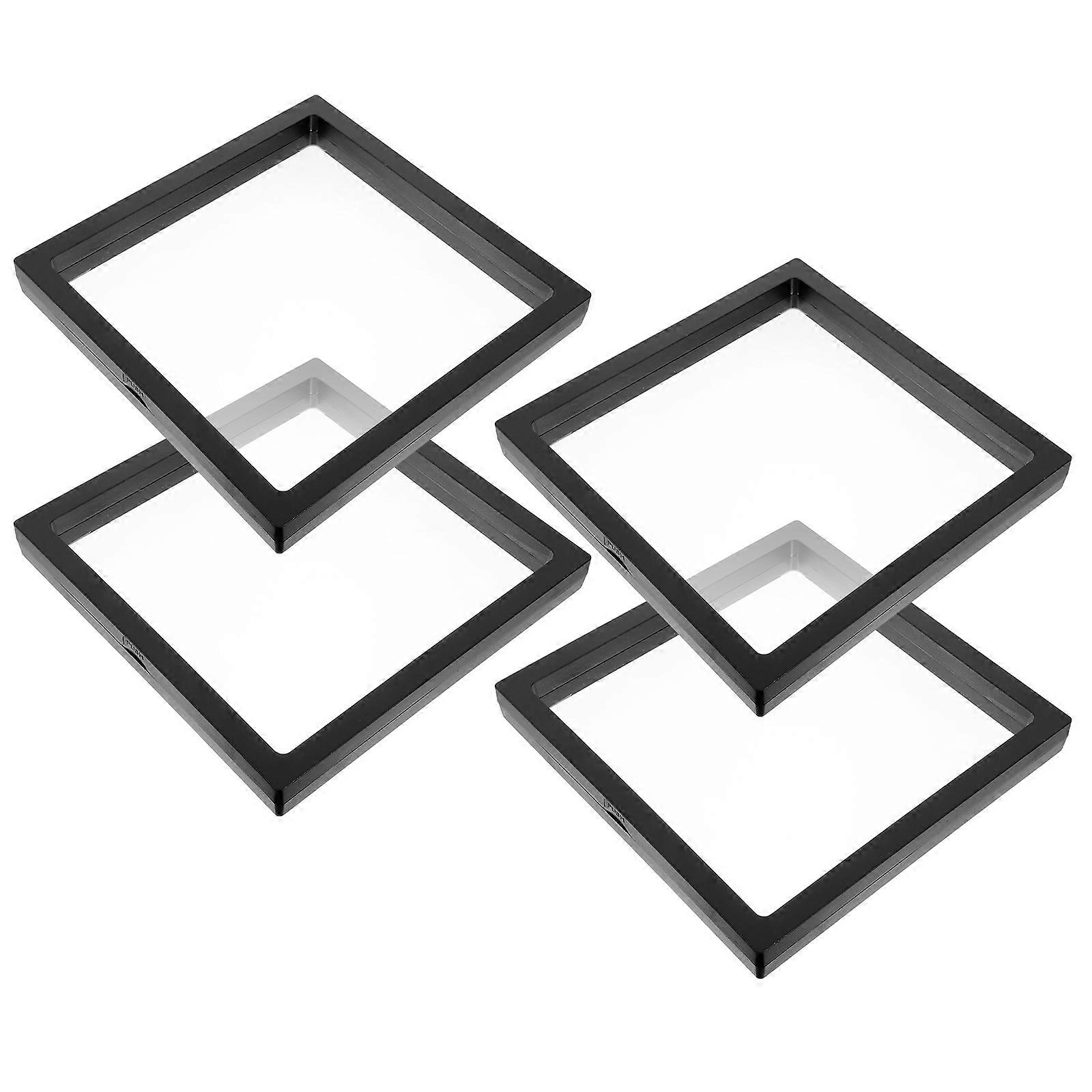 Transparent Floating Jewelry Ring Display Cases for Display 20Pcs Black Frame