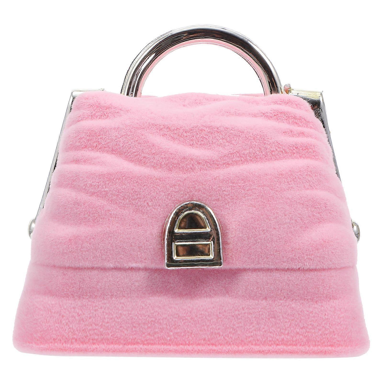Handbag Shape Ring Box Creative Engagement Storage 2Pcs Pink