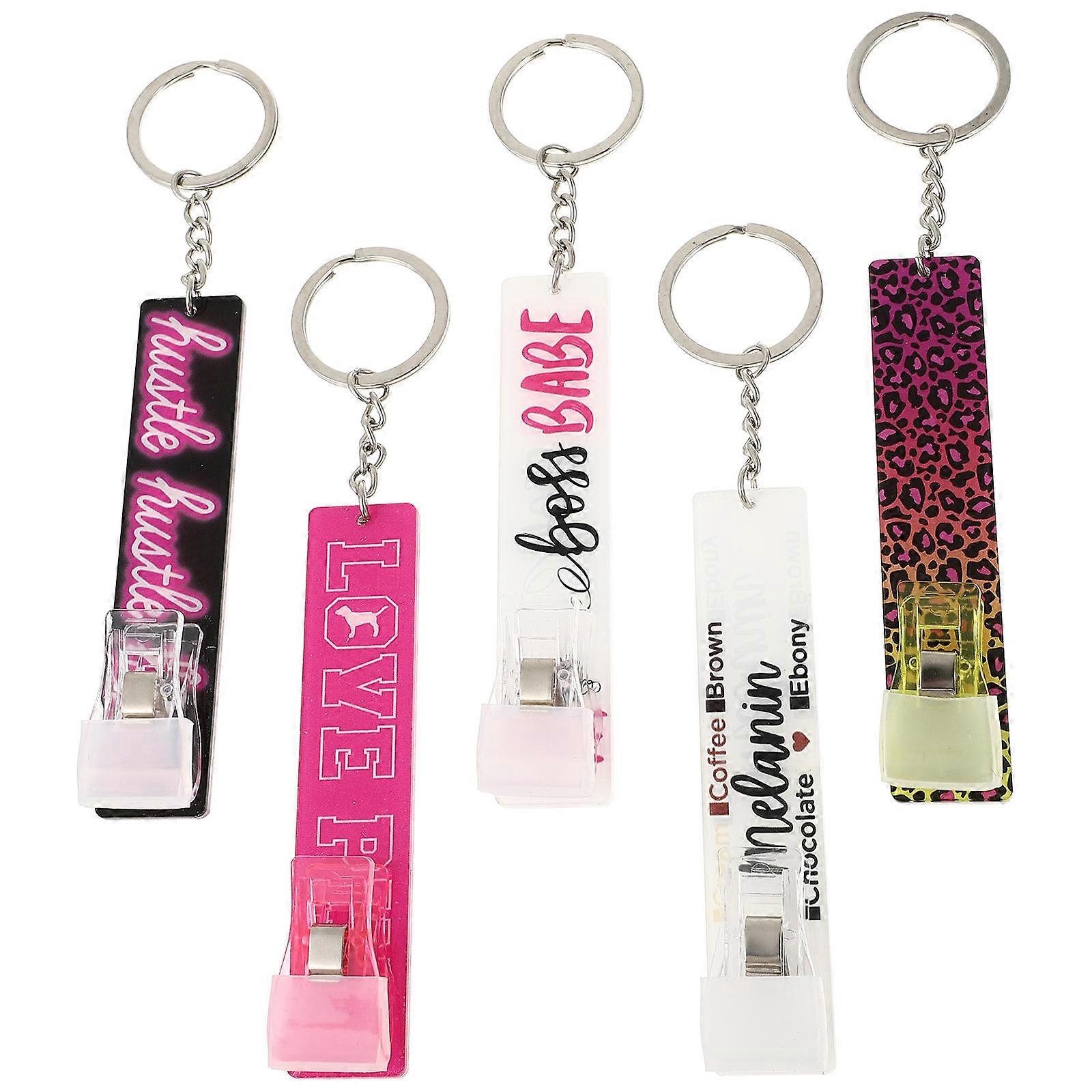 Credit Card Clips Acrylic Key Chain for Key Use 5Pcs Assorted Color Durable