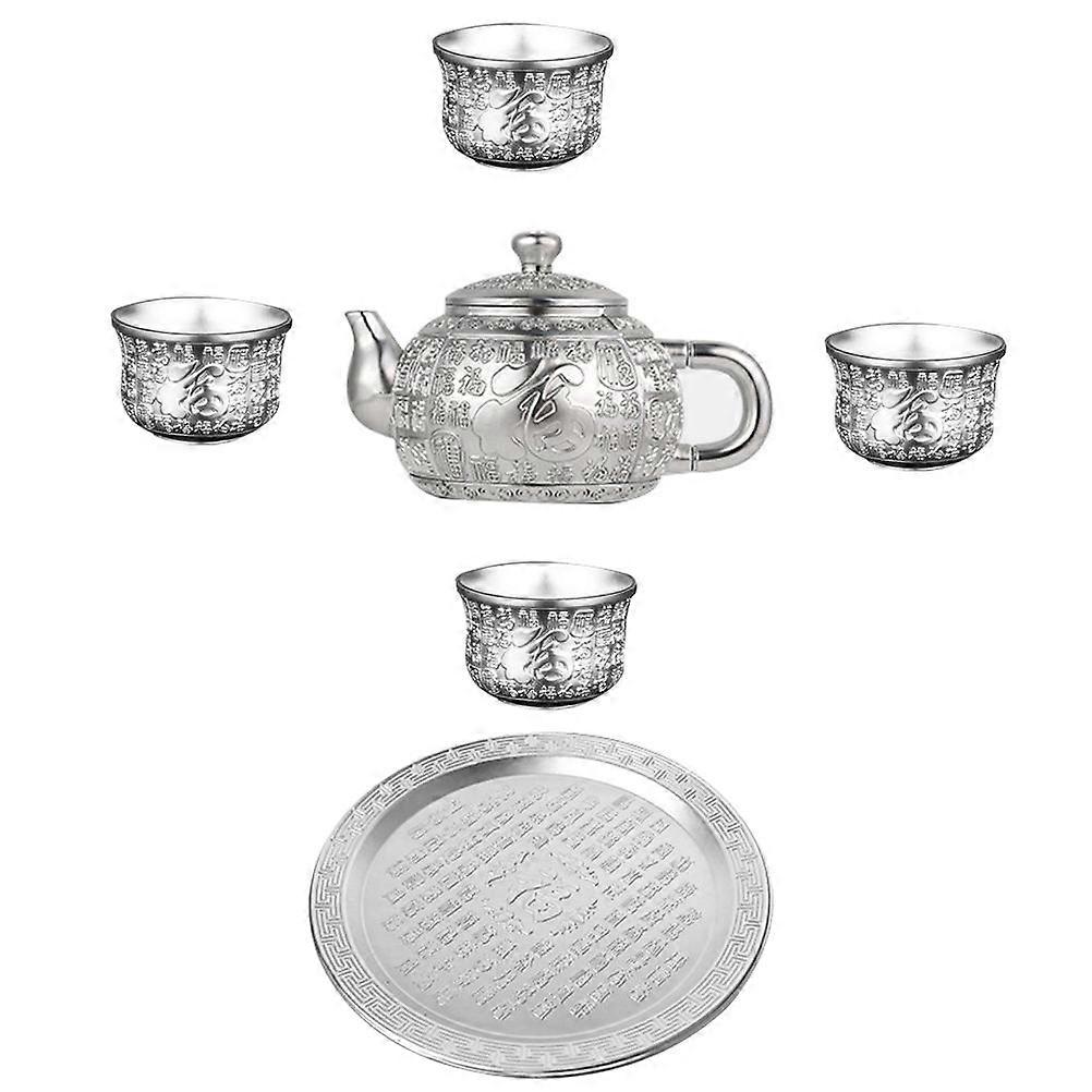 Chinese Teaware 1 Set High-End Tea Kettle Kit Ideal For Bars 20x20cm Silver Tea Drinking Kit