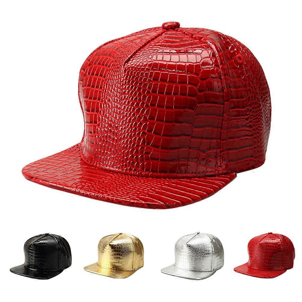 Baseball Cap PU Red for Head Wearing Unisex Snapback