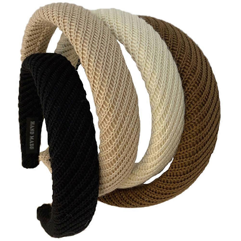 Wide Headbands 4Pcs Assorted Color Soft Fabric with Scalp- for Decor Use