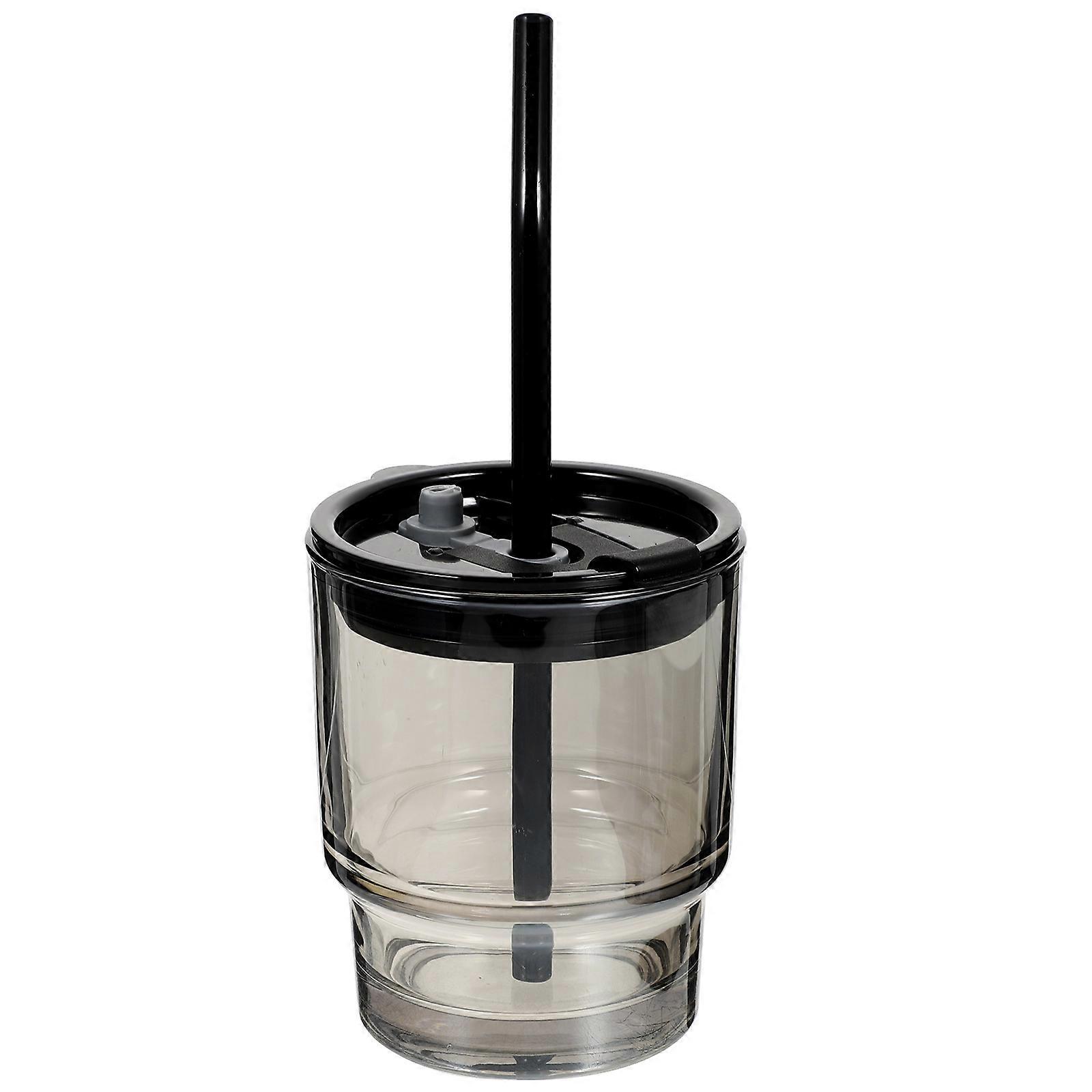 Glass Cup with Straw for Coffee Drinking 3Sets Black Glass Cups