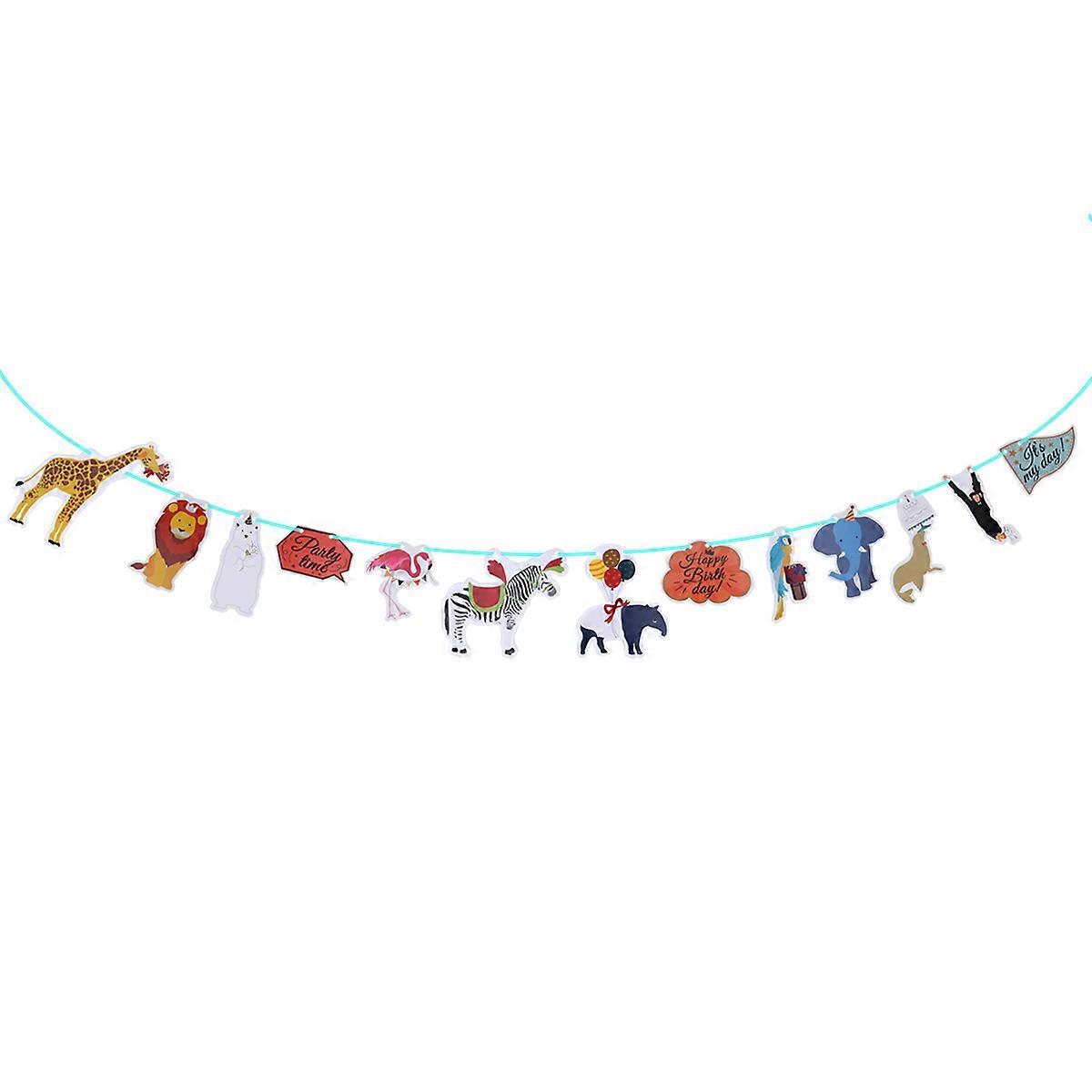 Birthday Banner Birthday Bunting for Decoration 3Pcs with Brown Bear and Penguin Patterns