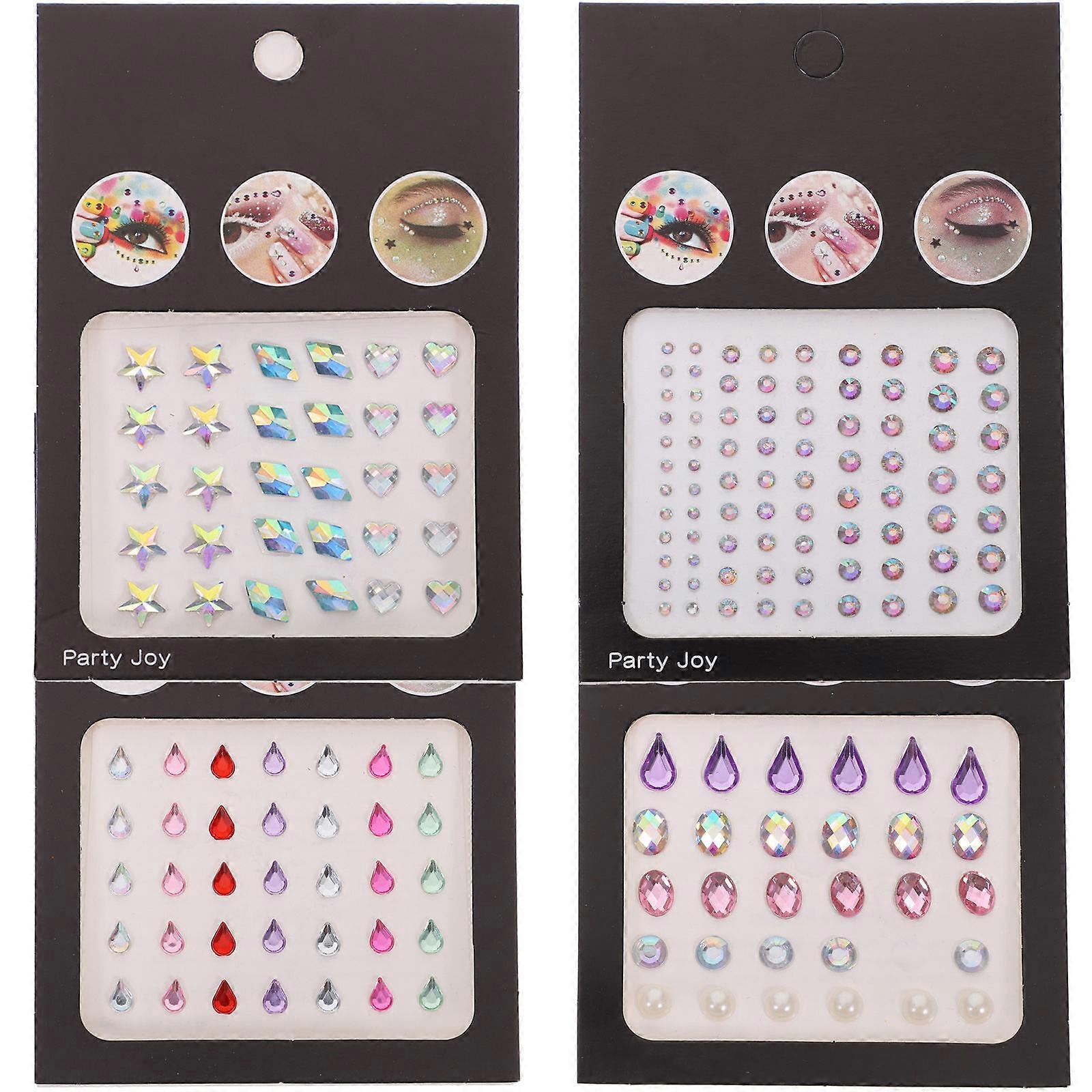 Rhinestone Face Jewels Face Gems for Makeup Stick on 8 Sheets
