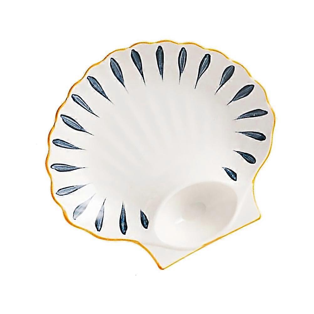 Ceramic Dumpling Plate Shell Shaped Food Serving Plate 2 Pieces