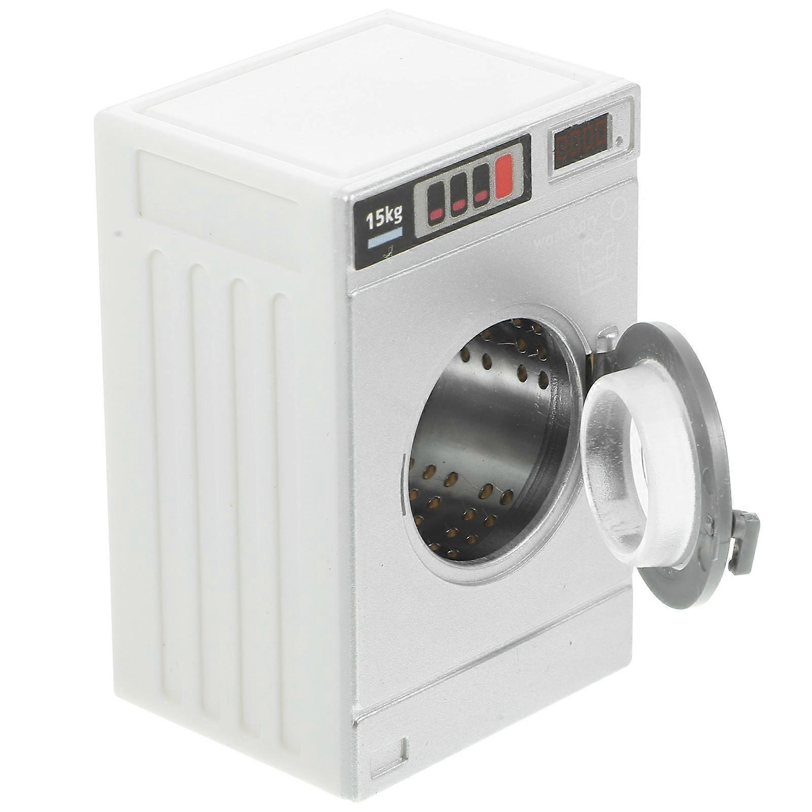 Silver Doll House Washing Machine Miniature Model for Decoration 3Pcs