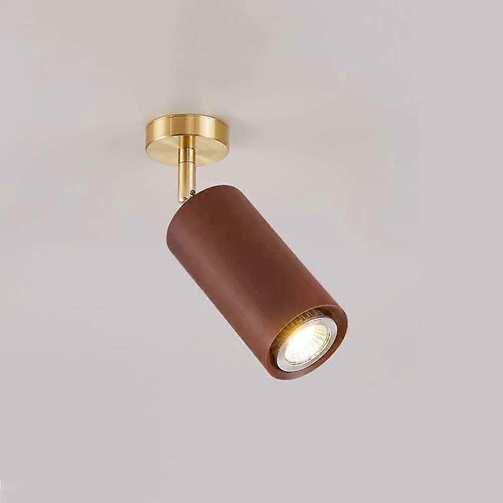 LED Fixed Track Lighting Ceiling Spotlight 360/180 Adjustable Mount Ceiling/Wall Lamp Walnut Finish 3000K/6000K