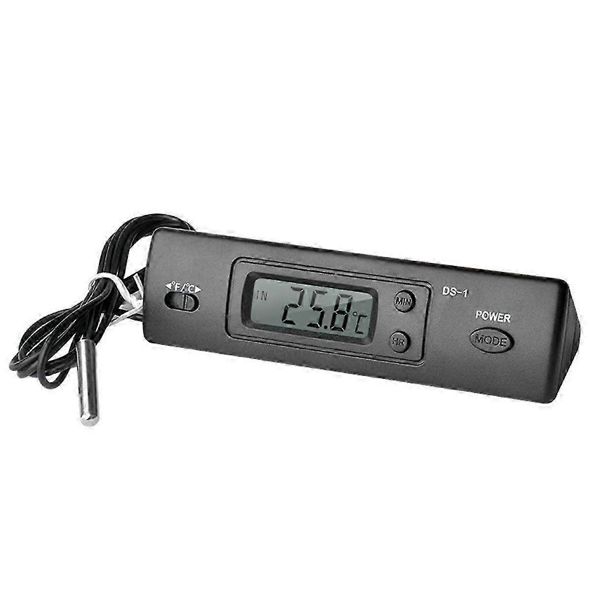 -1 Car Thermometer LCD Display C/F Clock Temperature Sensor Controller Indoor Outdoor Thermostat with Probe Edition 1031