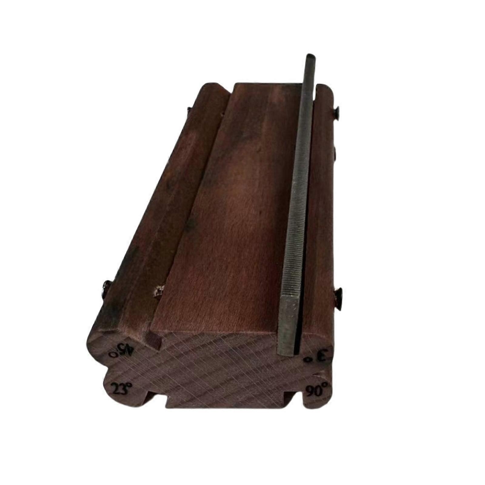 Guitar Fret Edge File with 4 Adjustable Angles Wood Texture for Efficient Fret Dressing on Guitars Basses Ukuleles Multicolor
