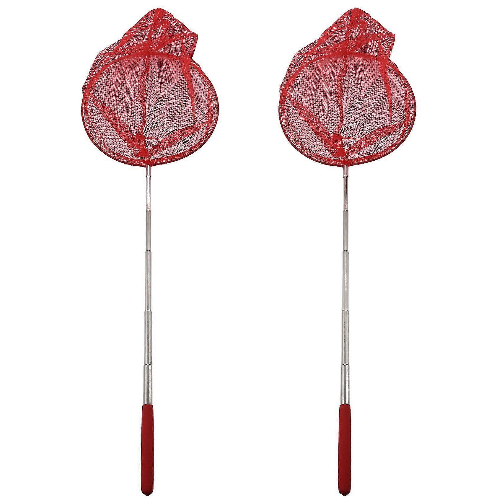 2x Outdoor Catching Catching Butterfly Net Fishing Net Bag Stainless Steel Telescopic Fishing Net T