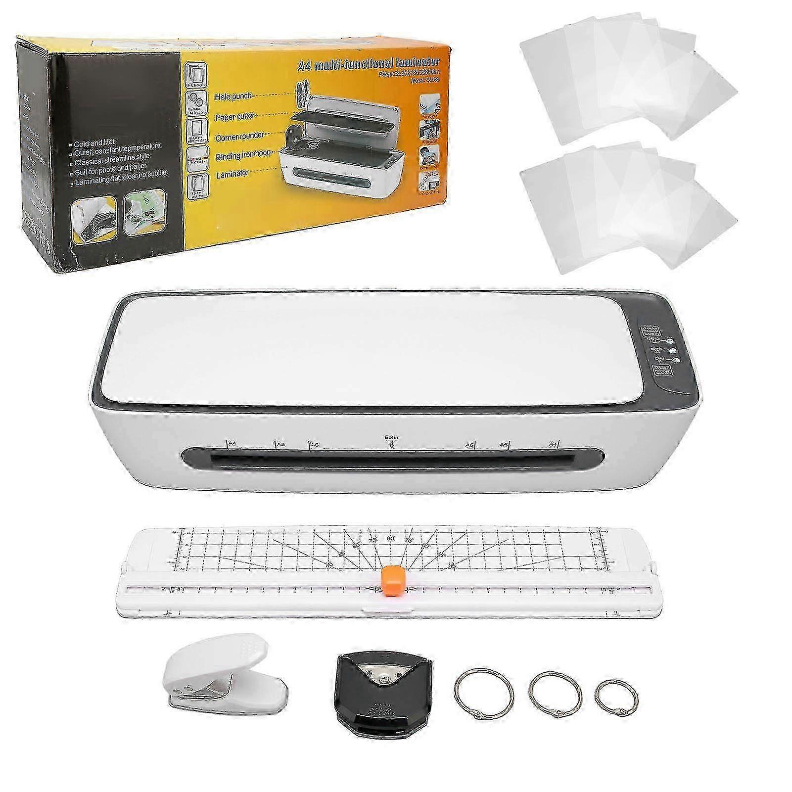 6 in 1 Thermal Laminator 1min Fast Preheating Hot Cold System 9inch Laminator Machine with Corner Rounder for School Office EU Plug 220-240V