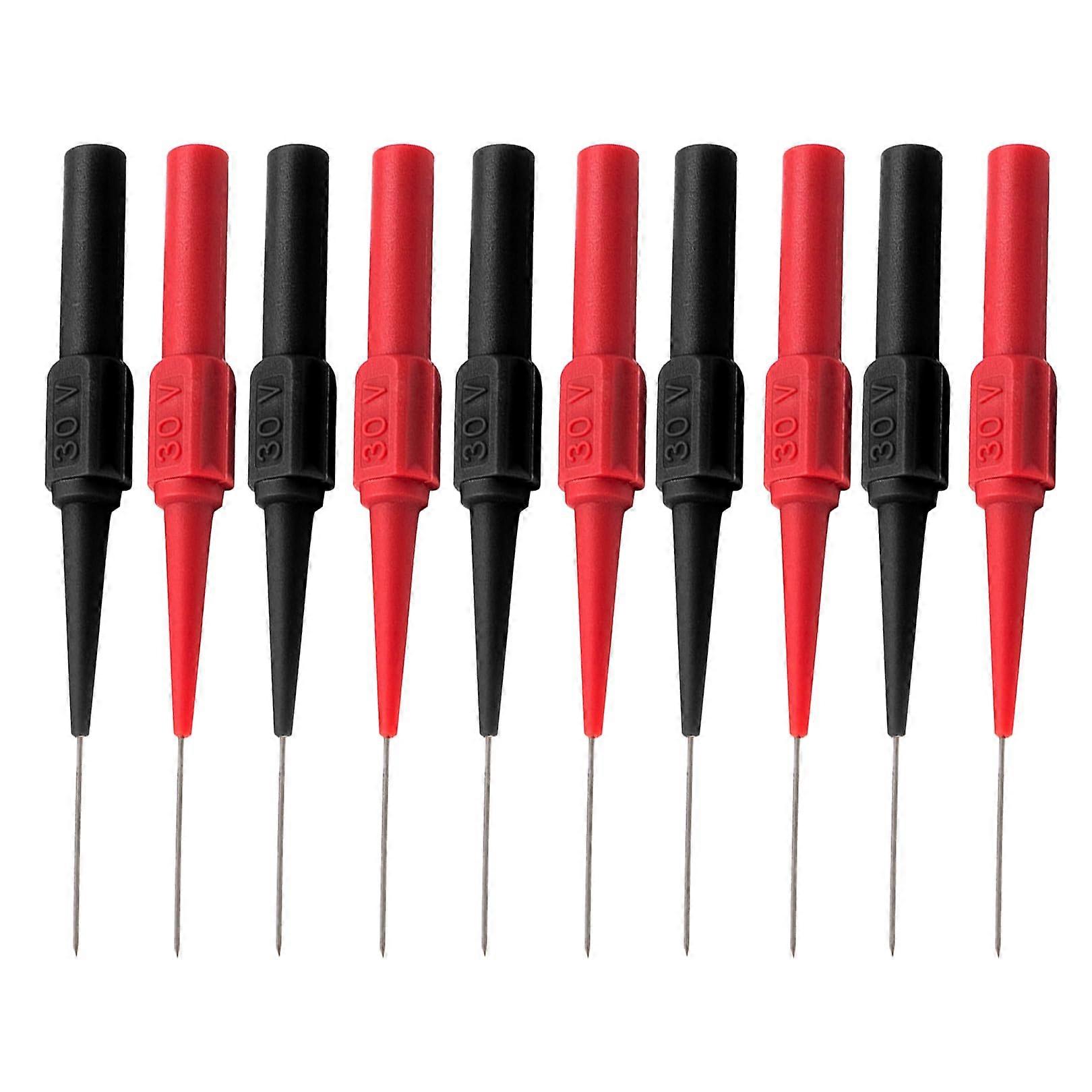 Measuring Tips For Multimeter Pack Of 10, 4 Mm Banana Socket Probes 0.7 Mm Insulation Piercing Needle Removable Red Black