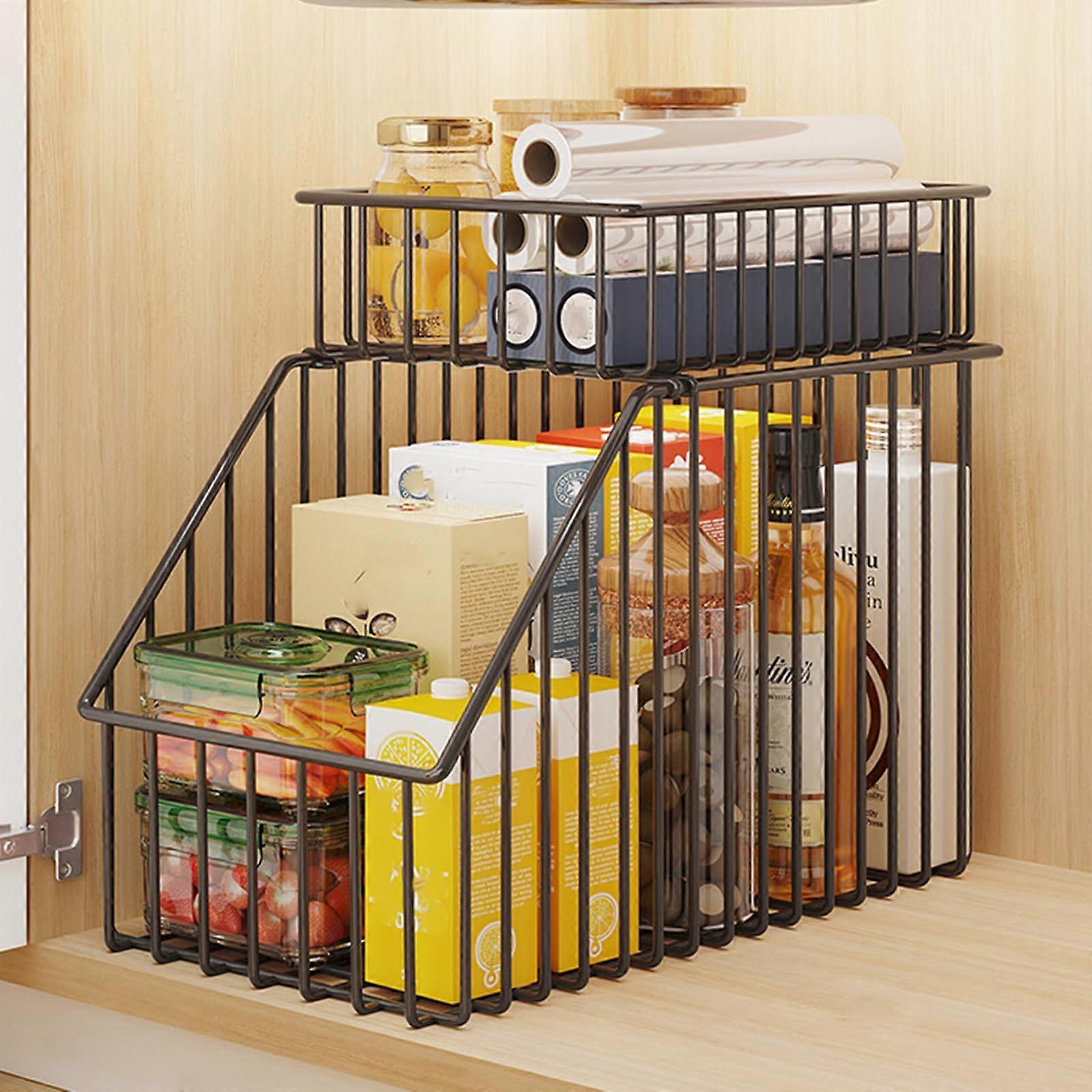 Pull Out Under Sink Storage Rack Black 28x40x36cm Kitchen & Bath Organizer Space Saving For Closets And Laundry