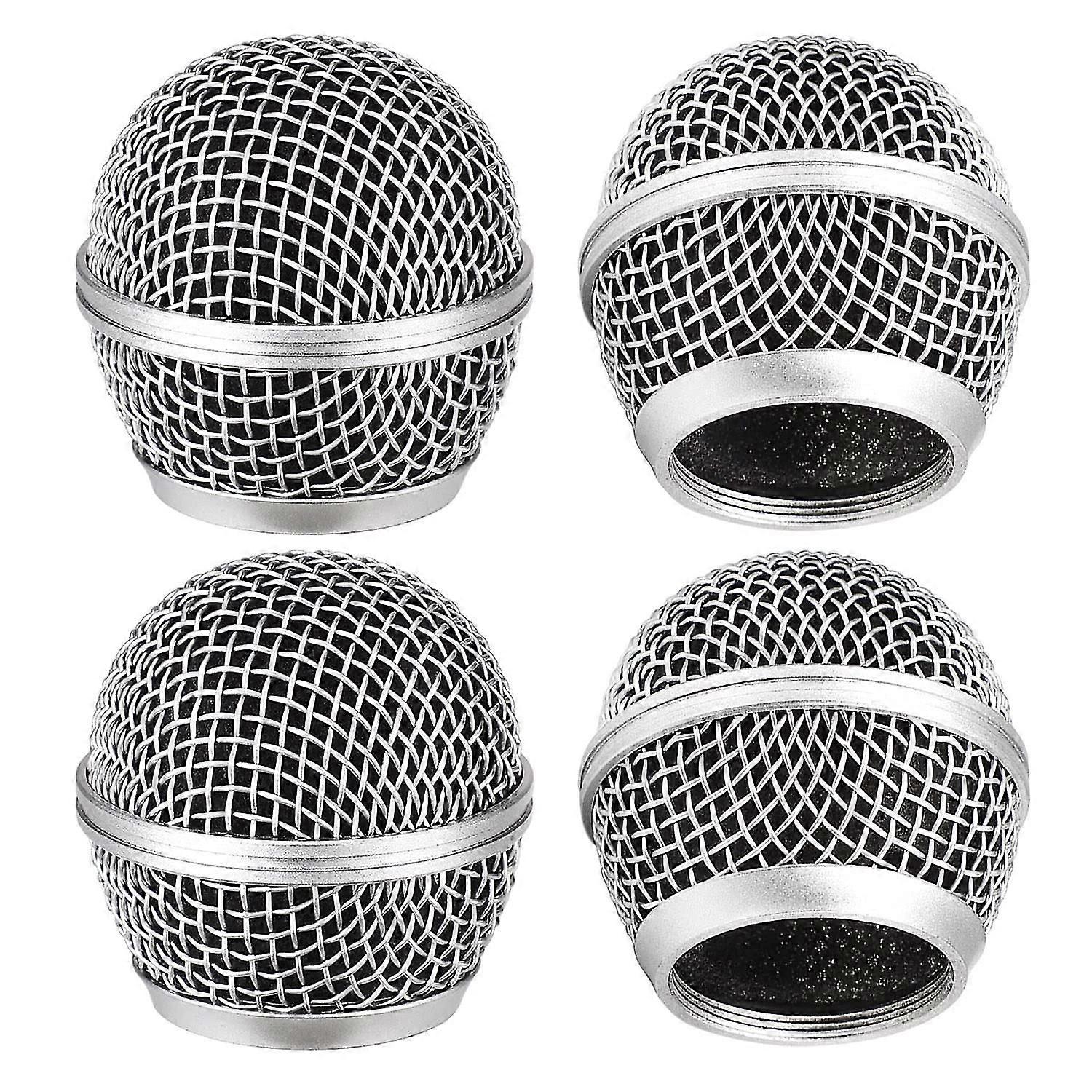 4pcs Microphone Head Replace, Grille Mic Replacement Ball Head, Microphone Grille Ball With Inner Foam