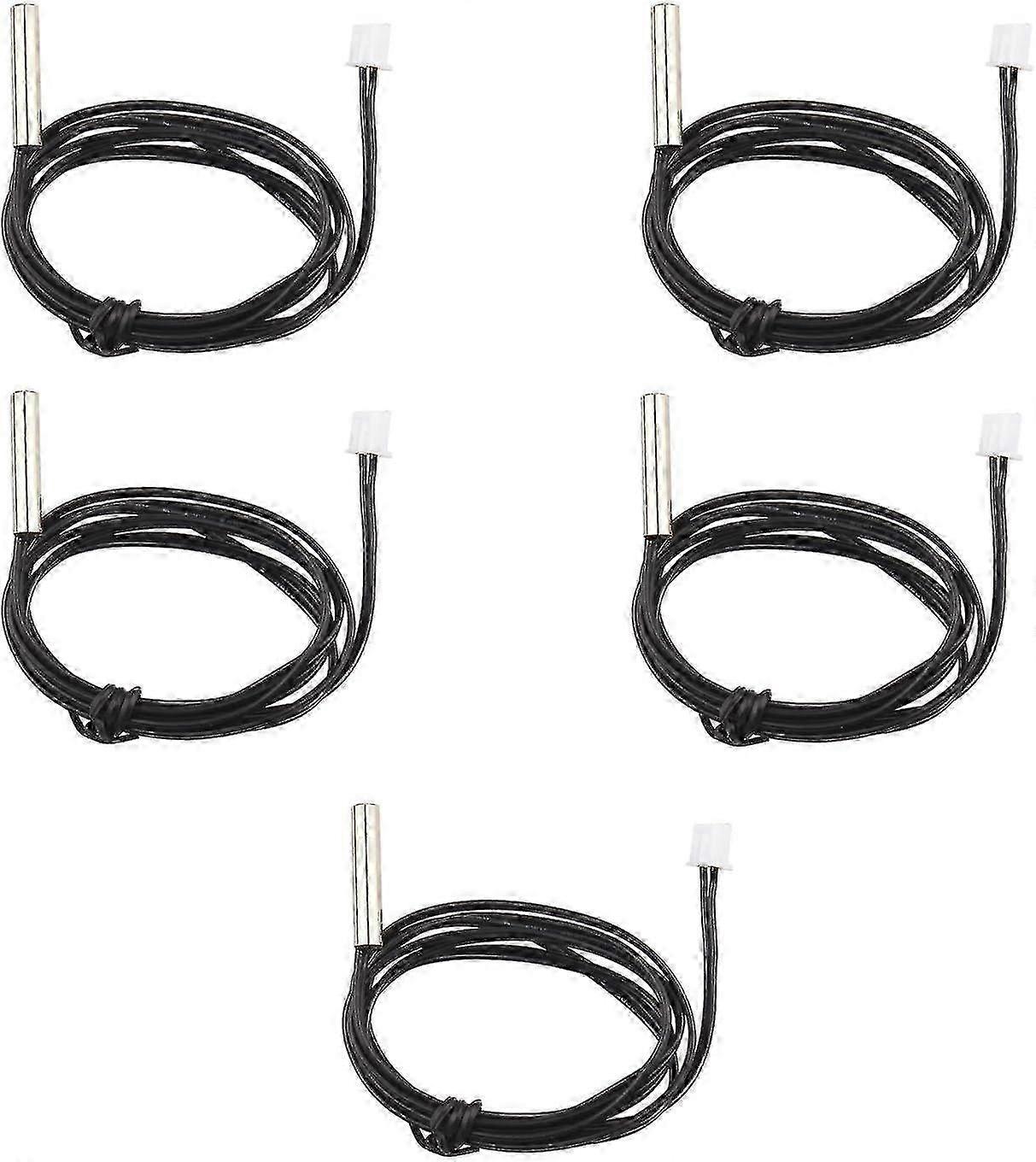5 Pack Waterproof Ntc 10k 1% 3950 Thermistor Temperature Sensor Probe, 1m Extension Cable, Temperature Detector, Gauge For Car Air Conditioners/refrig