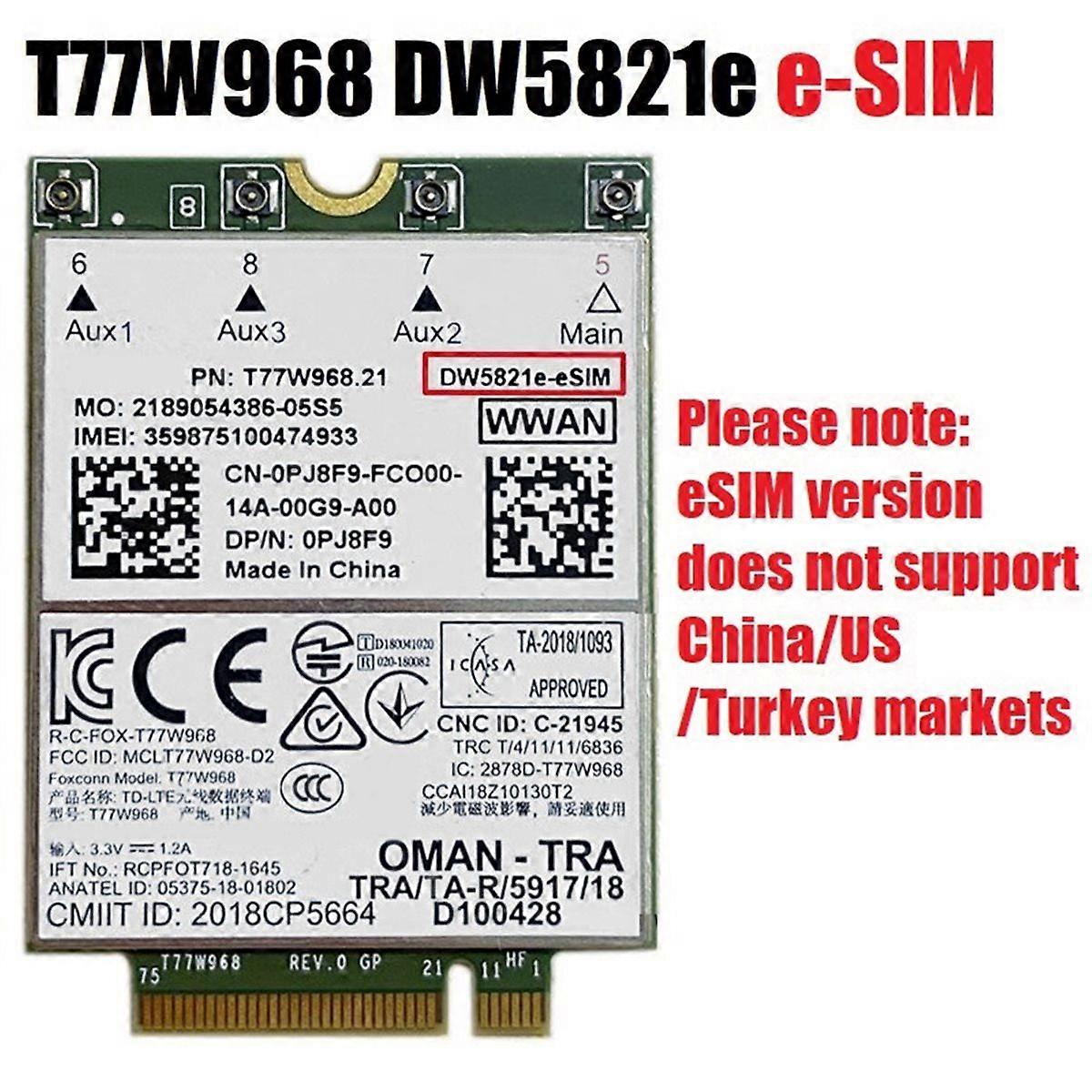 T77W968 DW5821e E-SIM 4G LTE Module CAT16 1Gbps 4G Card Module