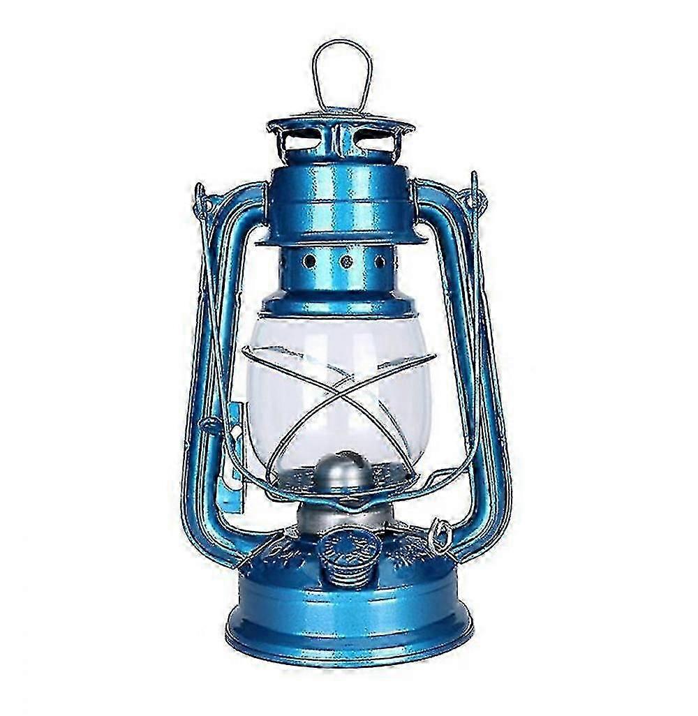 Retro Kerosene Lamp 25cm Camping Light Home Decorative Hanging Lamp Light Blue