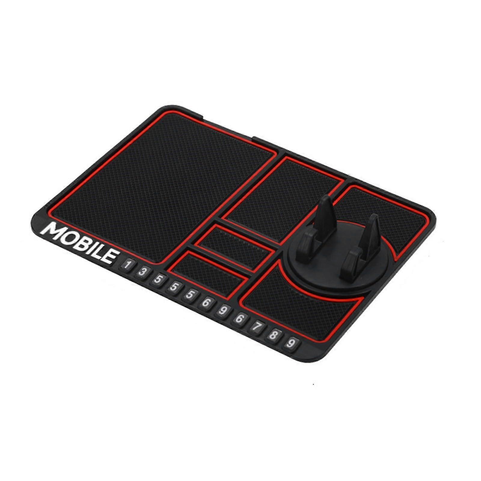 AntiSkid Car Dashboard Sticky Pad Rotating 360 Degrees Car Mobile Phone Holder With Red Phone Number Plate