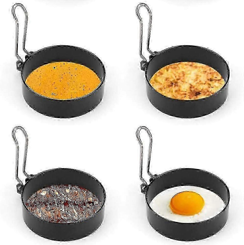 4 Piece Rostfritt Stål Äggring Stekt Äggform Rund Pocherat Ägg För Stekta Ägg Äggrullar Biffar Pannkakor Stekt Ägg Pannkaka Form