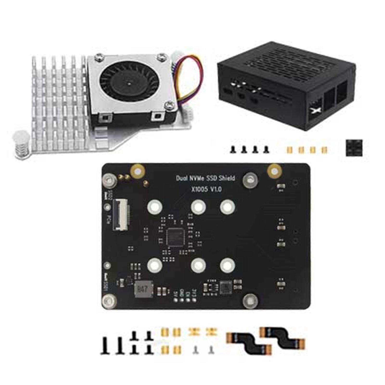X1005 Double NVMe M.2 Solid Disk Adapter Board  for RPi 5, Fast Speed PCIe 2.0 Expansion Board with 8TB Capacity Multicolor