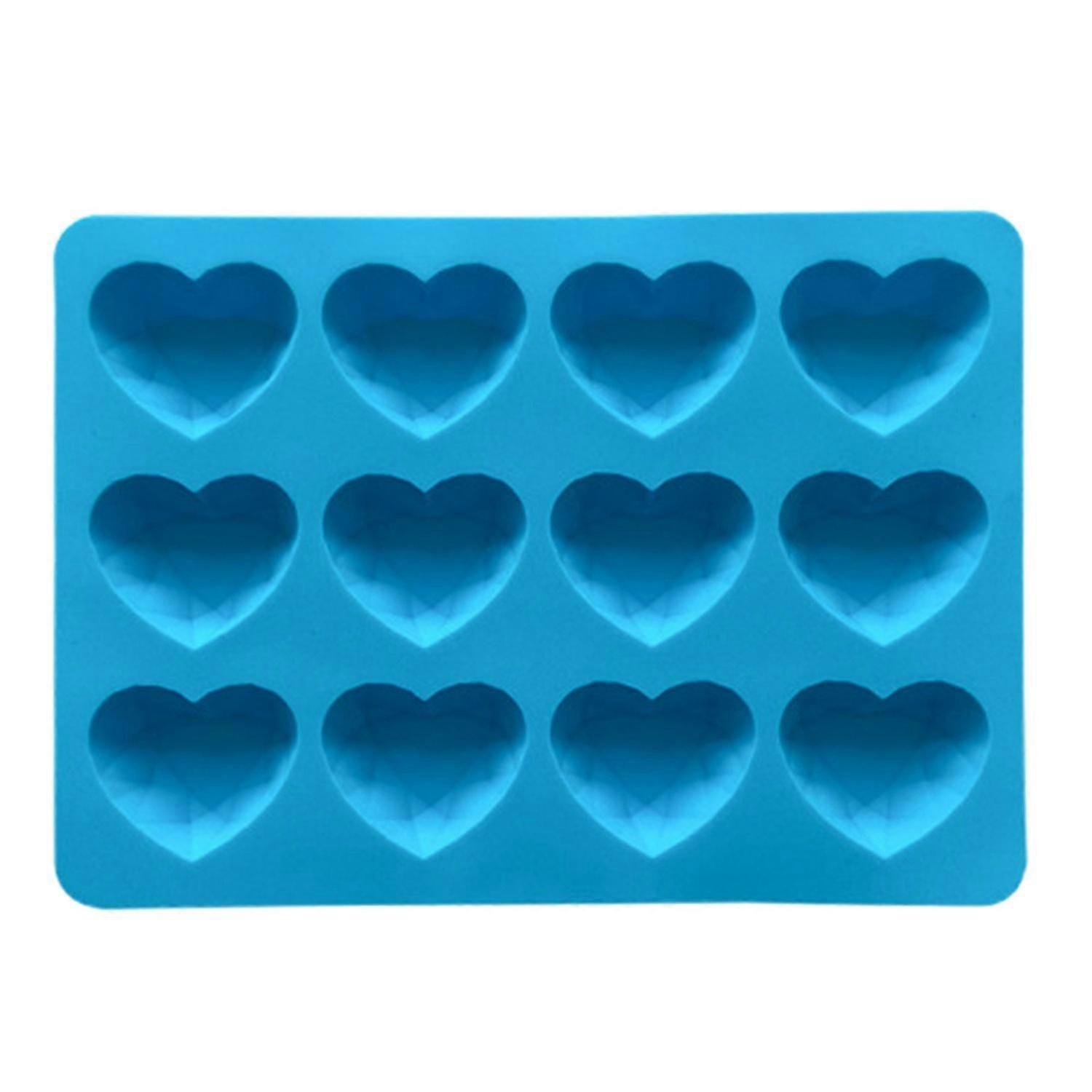 Ice Cube Tray 12 Cavity BPA Free Flexible Stackable Non-stick Versatile Silicone Heart Shape Ice
