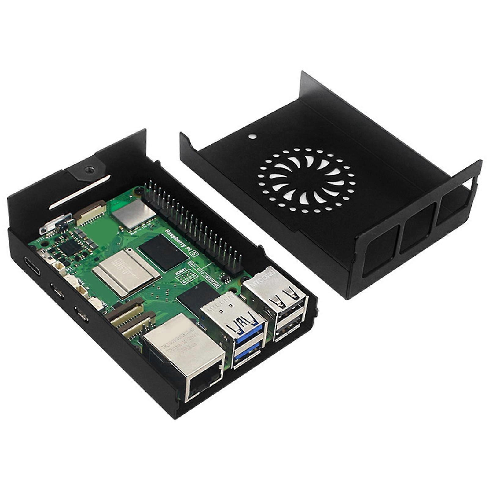 Meshes Enclosure Aluminum Alloy Heavy Duty Metal Case with Cooling Fan Heatsinks for RPI 5 Multicolor