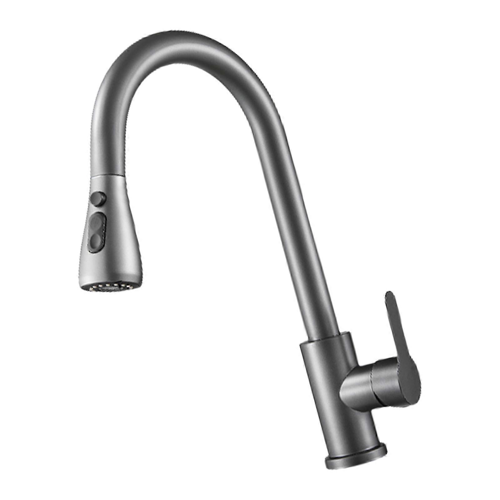 Space Saving Stretchable Faucet Hot & Cold Water Mix Pull Down Spray Kitchen Tap Multifunctional Pull Down Faucet  Gun Ash