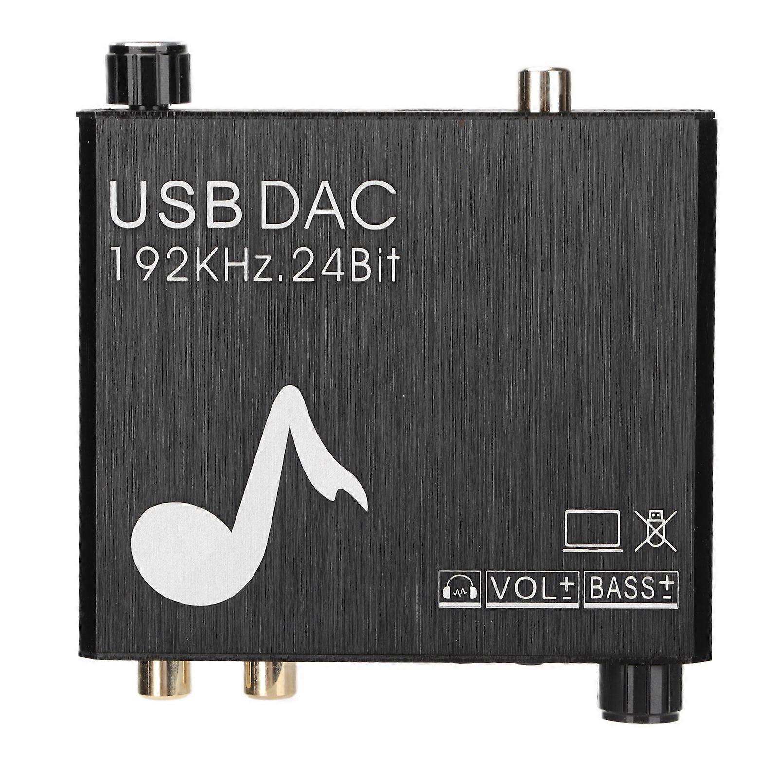 192kHz digitálno-analógový audio prevodník 24-bitový stereo L/R RCA audio adaptér s ovládaním hlasitosti a basov