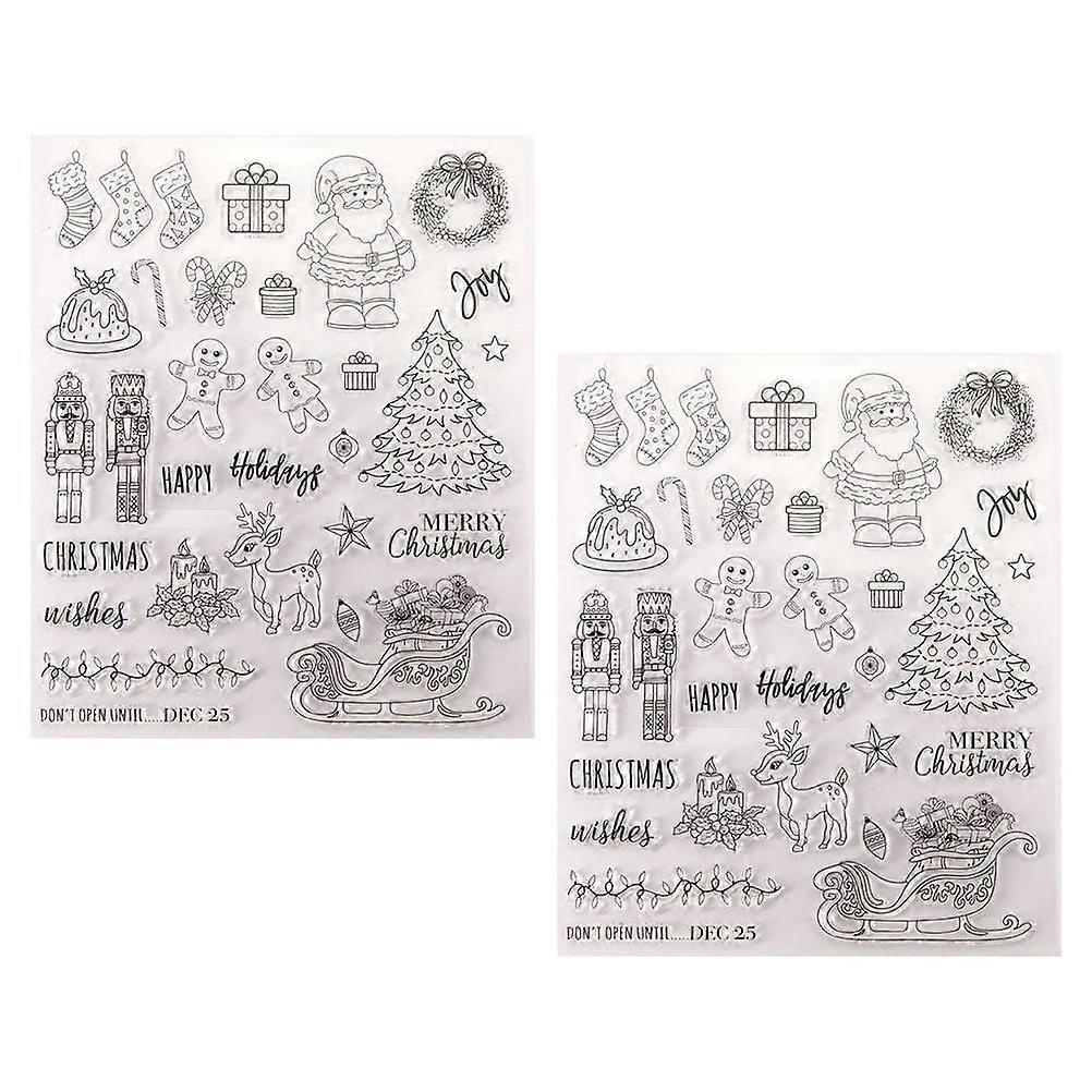 Christmas Transparent Stamp Silicone Stamp for DIY Use 2Pcs Set