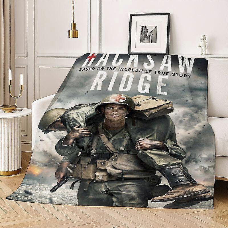 Hacksaw Ridge Movie Poster Design Flannel Blanket - Durable, Wrinkle-Resistant, Soft & Portable for Home, Camping, and O-MNBVC370