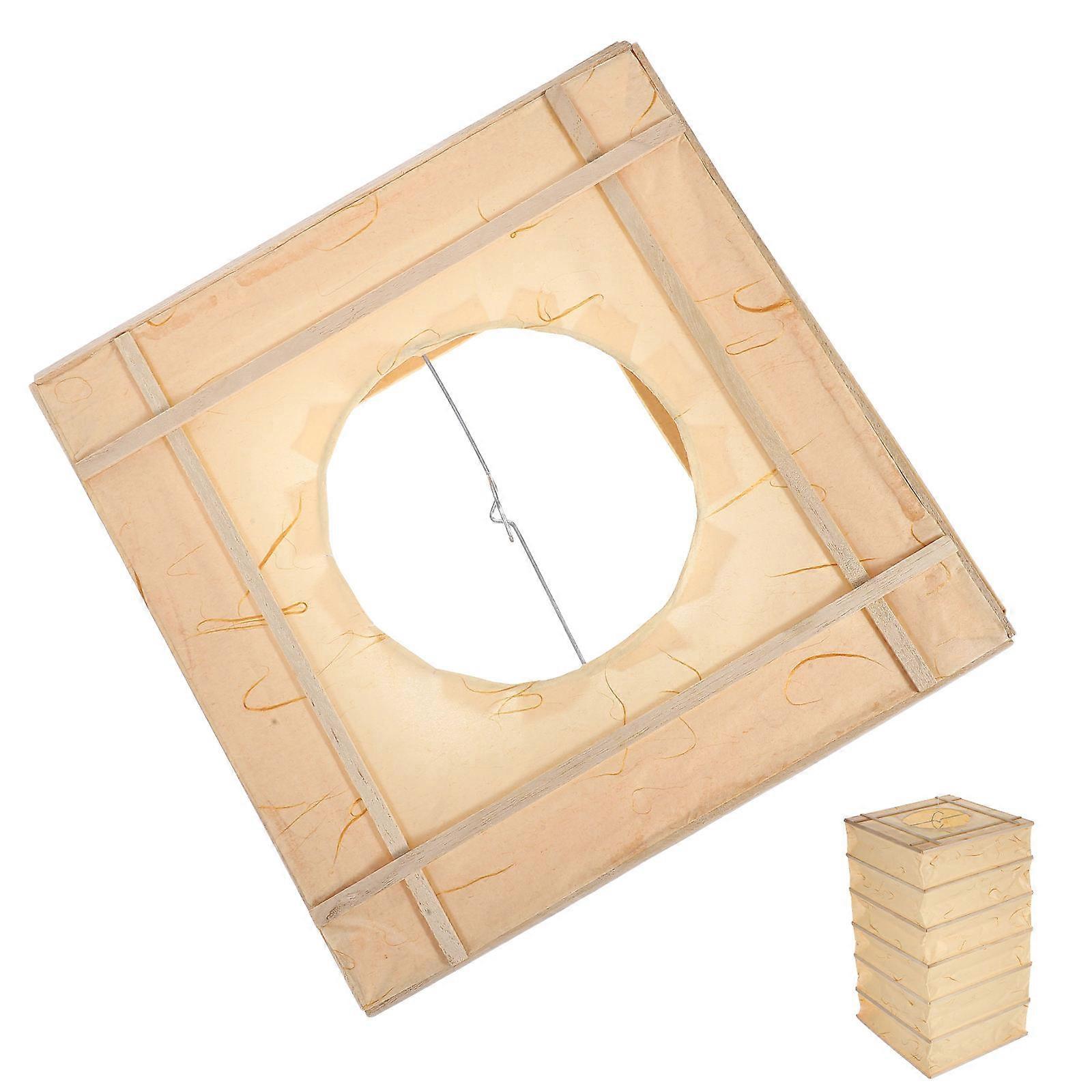 Foldable Paper Lamp Shade for Home Beige Decorative Rectangular Lantern