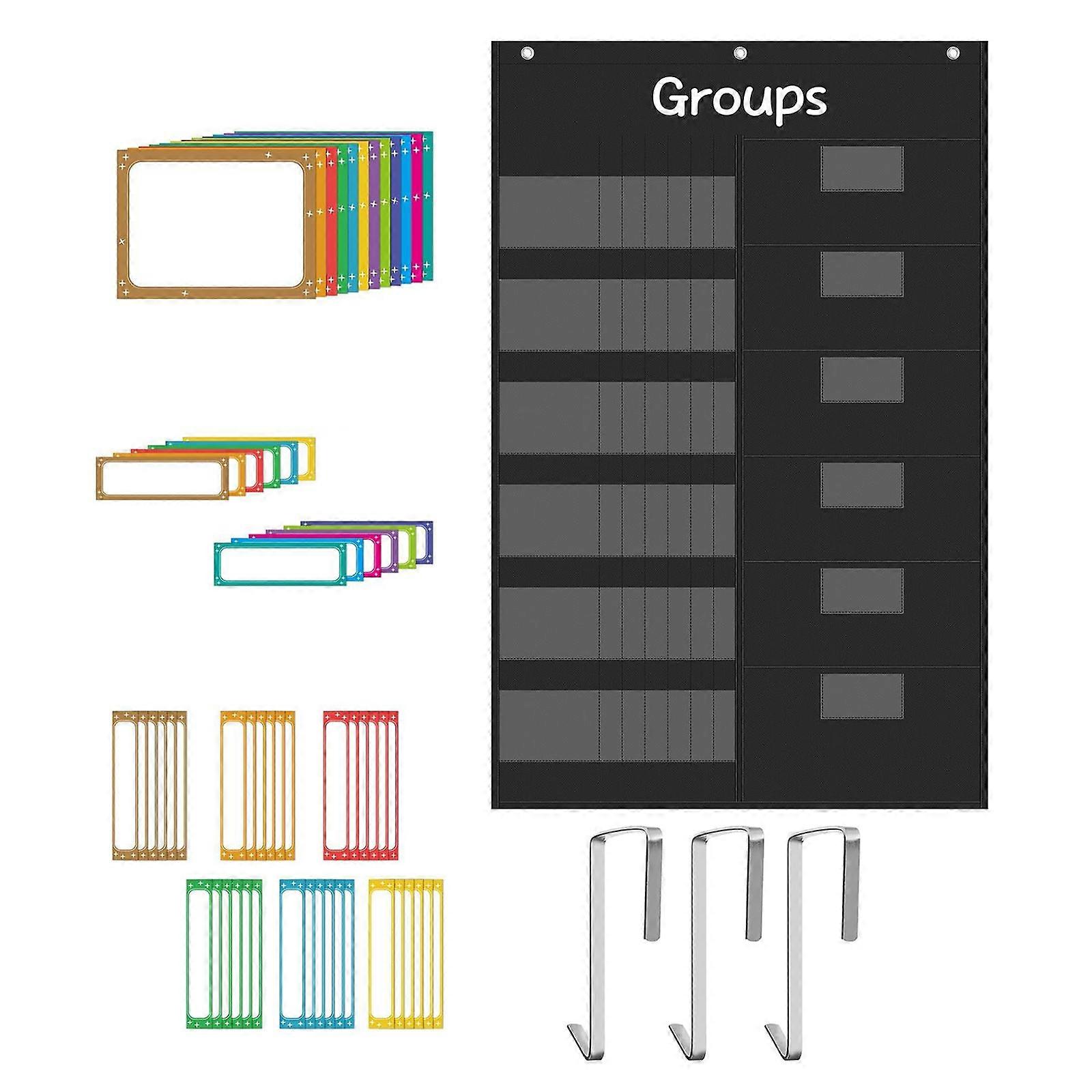 Interactive Classroom Group Project Set With 72 Customizable Name Cards 12 Storage Pocket And Mounting Accessories Multicolor