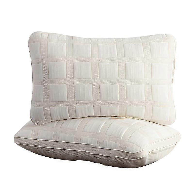 Neck Support Pillow with Ergonomic Design and Breathable Cotton for Sleep Travel and All Positions Beige 70x45cm