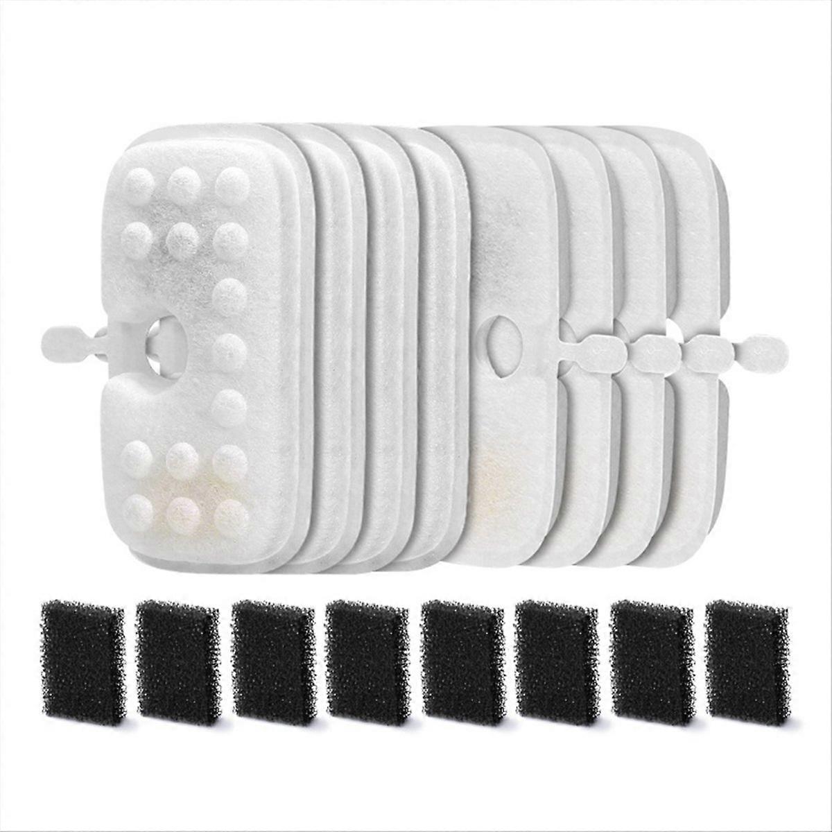 Cat Water Fountain Filter Replacement for Cat Water Fountain Replacement Filter with Pre-Filter Sponge 8+8