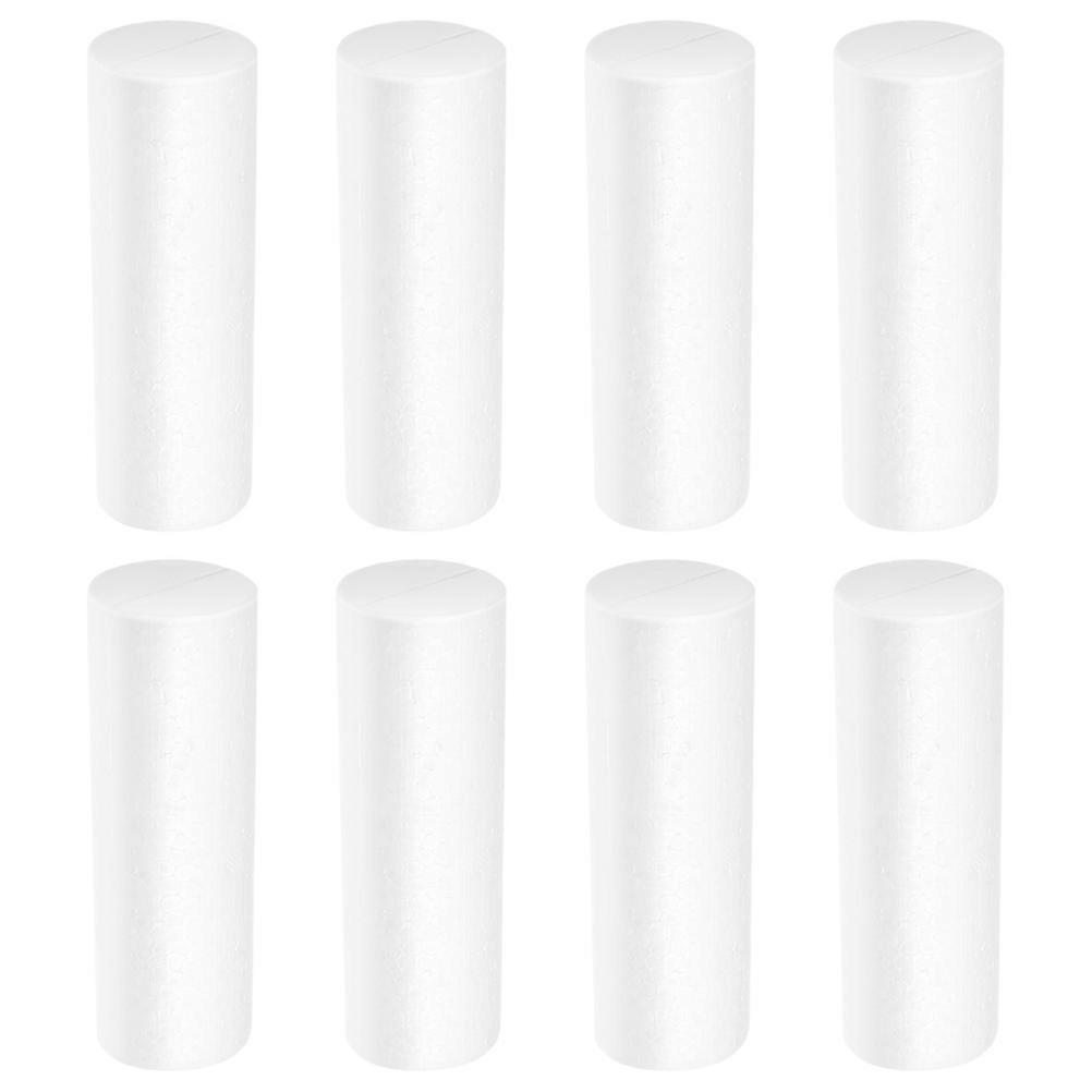 DIY Craft Foam Cylinders 8Pcs White Polystyrene for Decoration
