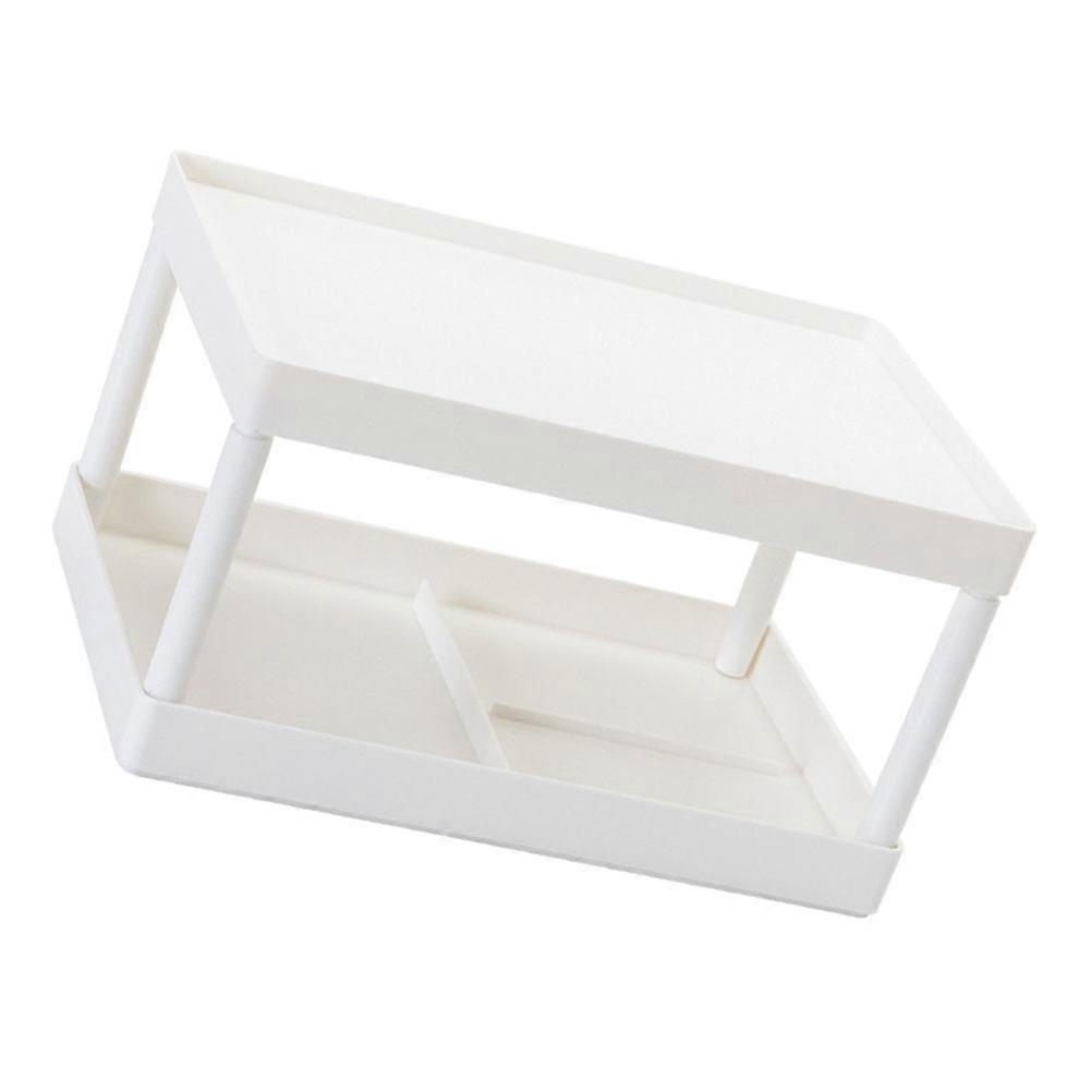 White Double Layer PP Storage Rack for Desktop Organization and Stationery Use