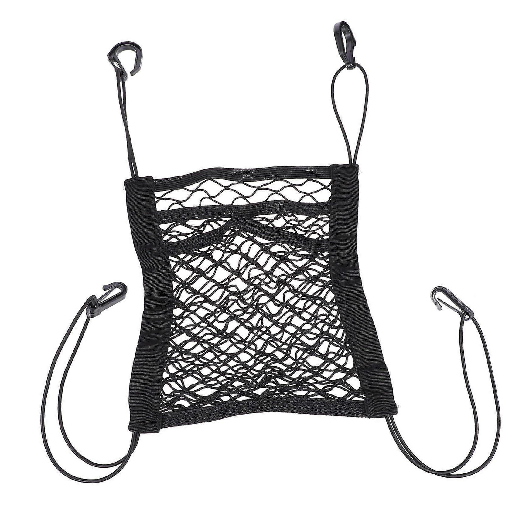 Car Seat Organizer Mesh Net Pocket for Bottles and Groceries Between Front Seats Secure Storage