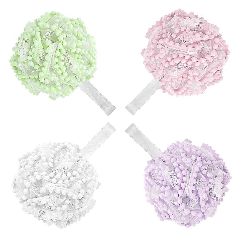 Bath Loofah Assorted Color Exfoliating Shower Ball for 4Pcs Set