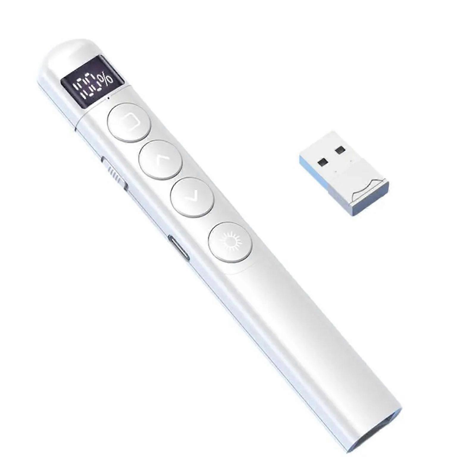 PPT Remote Control Pen PPT Pointer Increase Productivity Electronic Chargeable Teaching Demonstration Presentation Pen  White